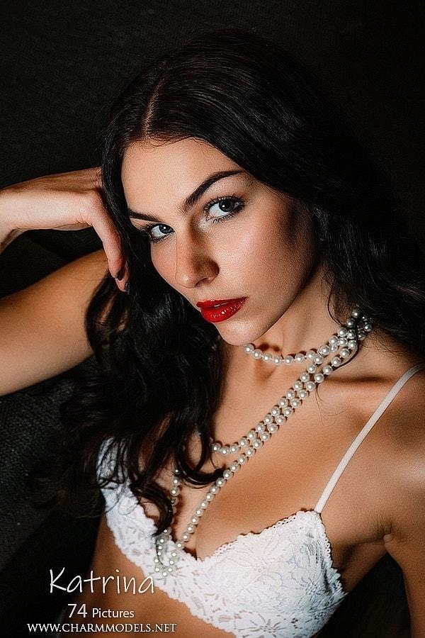 [CharmModels] Katrina - Black Haired Babe Kartina In White Lingerie